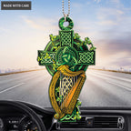 Celtic Cross Irish Harp Ornament