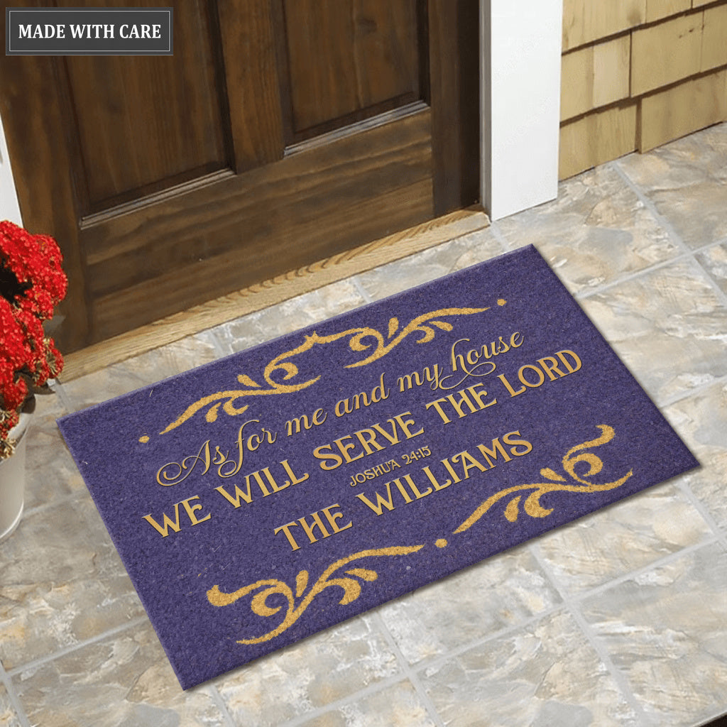 Classic Home Purple Serve The Lord Personalized Doormat