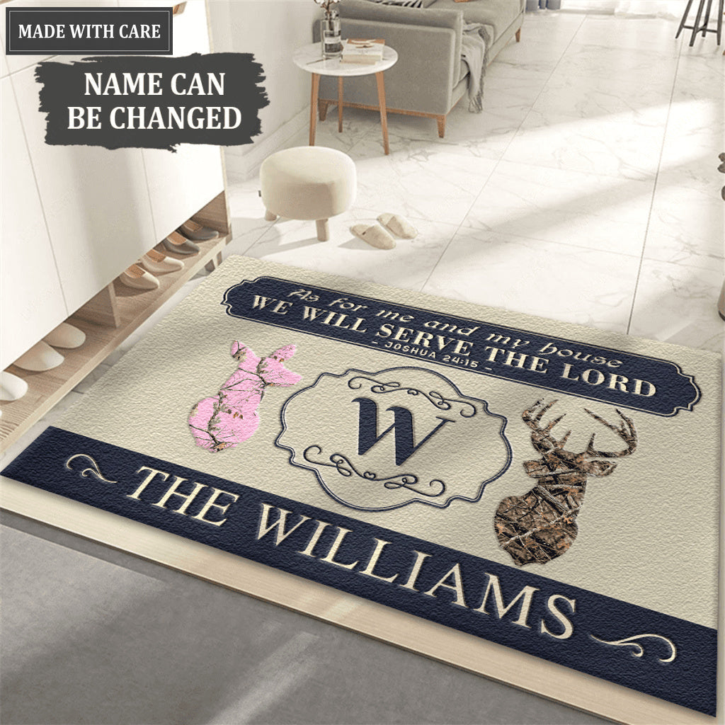 Buck And Doe As For Me And My House Christianity Personalized Doormat