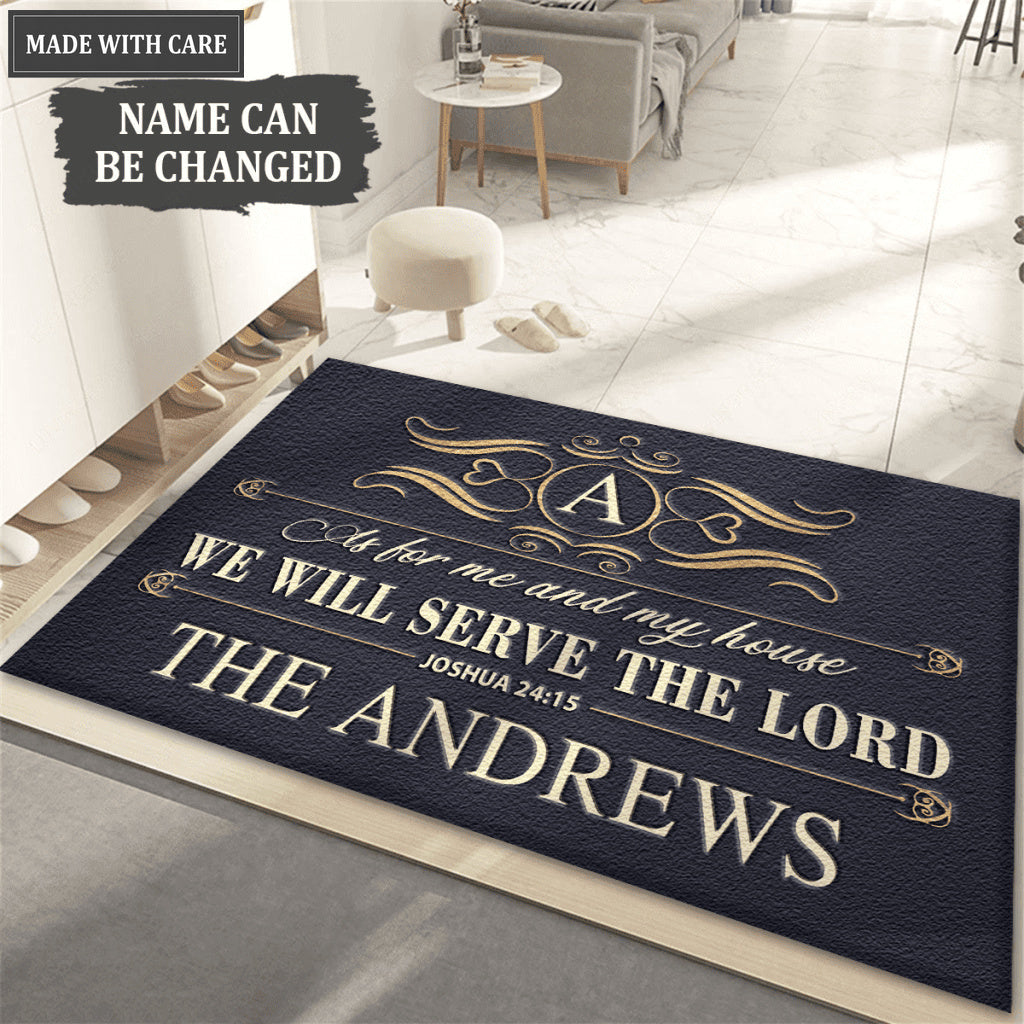 Heart Monogram Serve The Lord Personalized Doormat