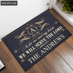 Heart Monogram Serve The Lord Personalized Doormat