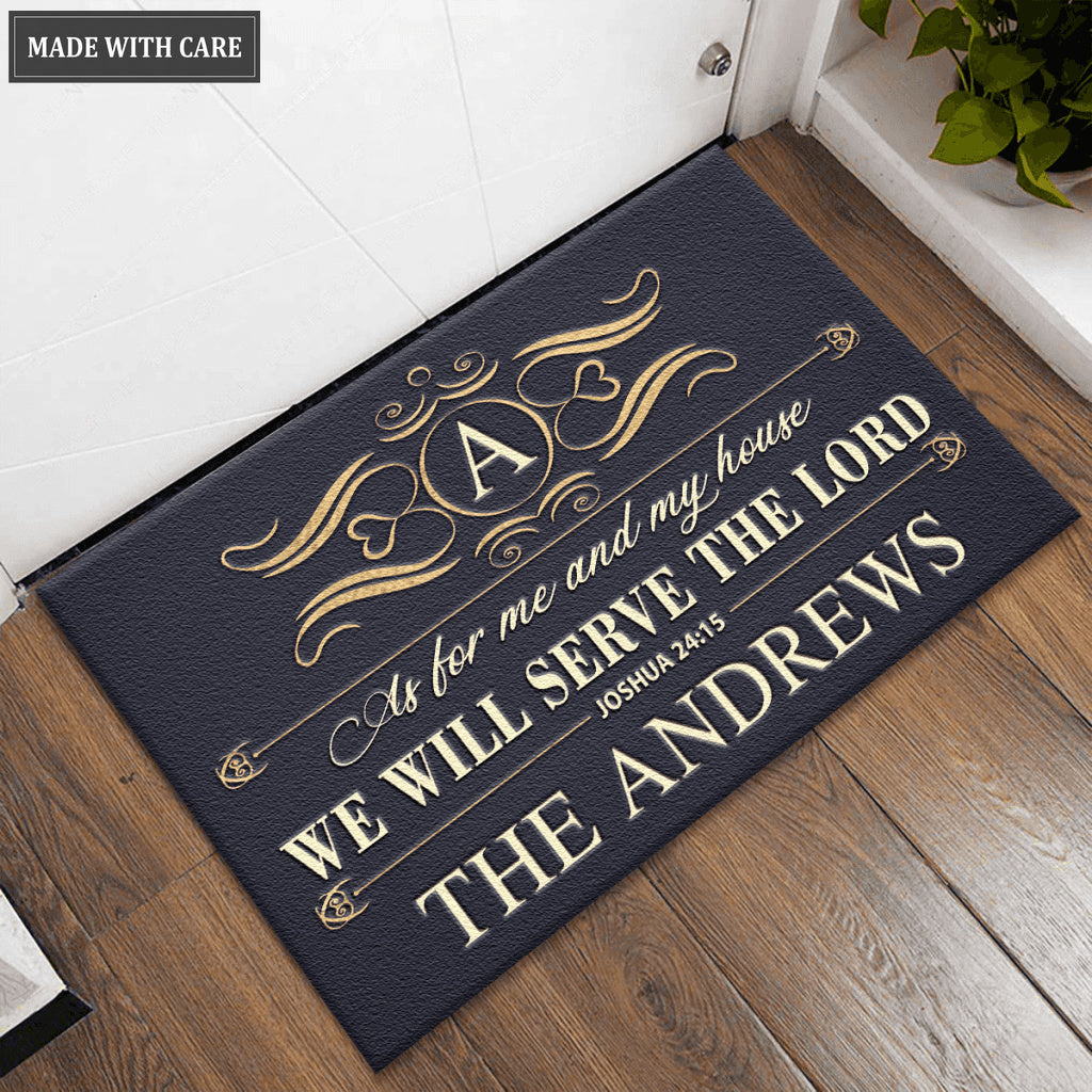 Heart Monogram Serve The Lord Personalized Doormat