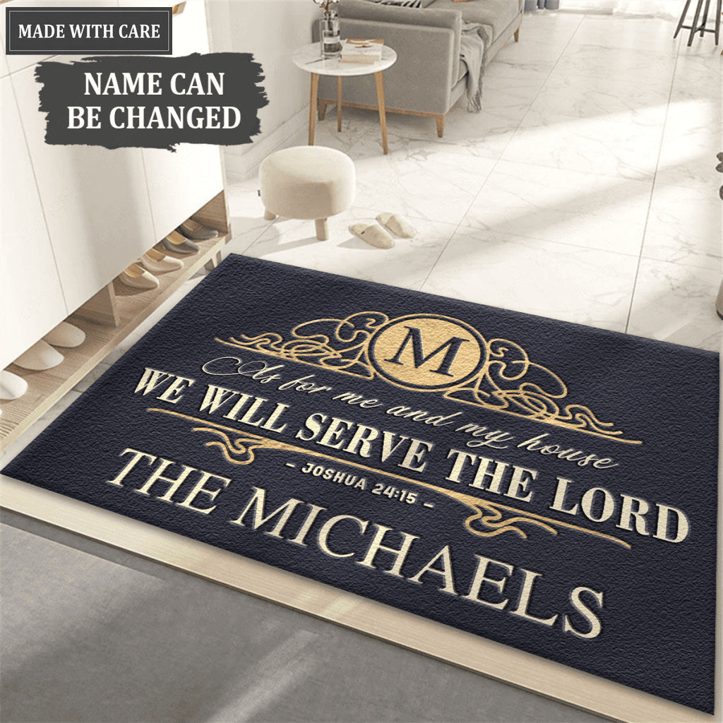 Premium Monogram Graceful Elegant Serve The Lord Personalized Doormat