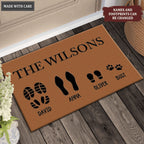 Premium Custom Footprint Family & Pet Name Brown Doormat
