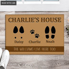 Premium Elegant Custom Footprint Family & Pet Name Brown Doormat