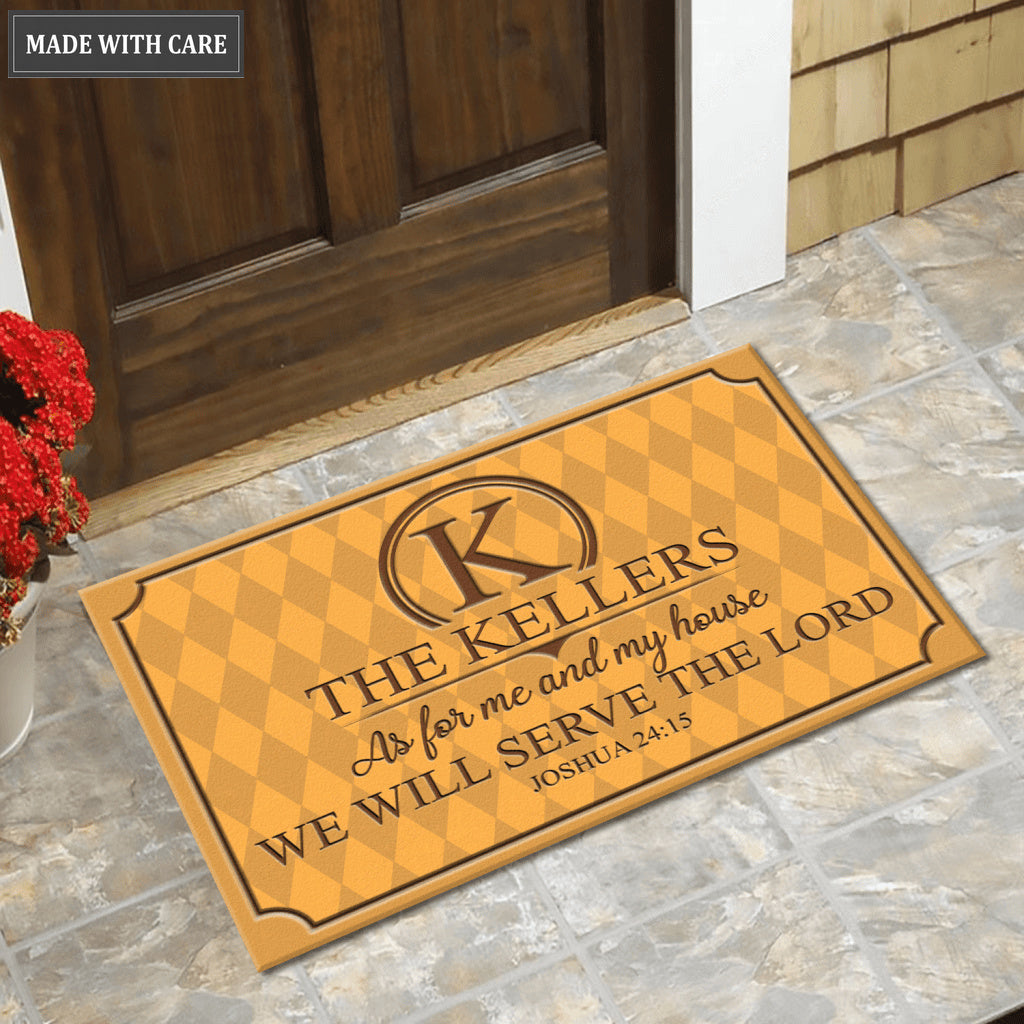Diamond Background As For My House Personalized Family Doormat
