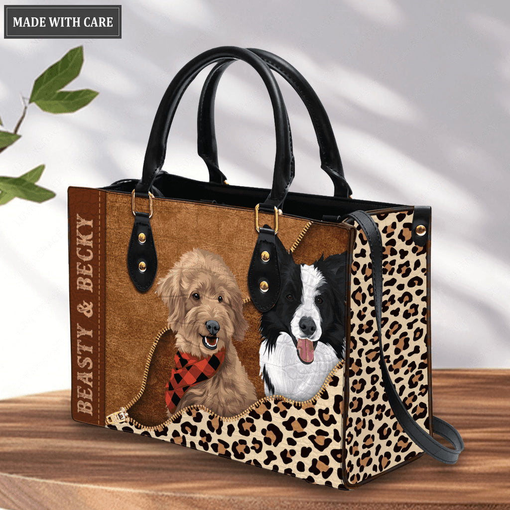 Leopard Zipper Pet Portrait - Personalized Custom Leather Bag