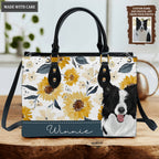 Sunflower Pet Digital Portrait - Personalized Custom Leather Bag