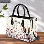 Vintage Wildflower Pet Art - Personalized Custom Leather Bag