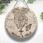 Personalized Holding Hands Blessed The Broken Road Circle Sign