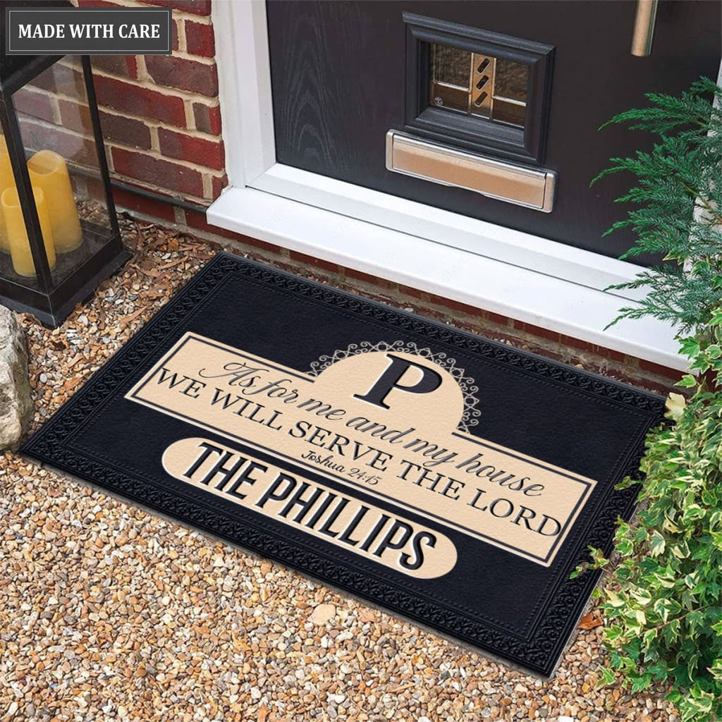 Printfamily M63 Luxury Monogram Collection As For My House Personalized Doormat