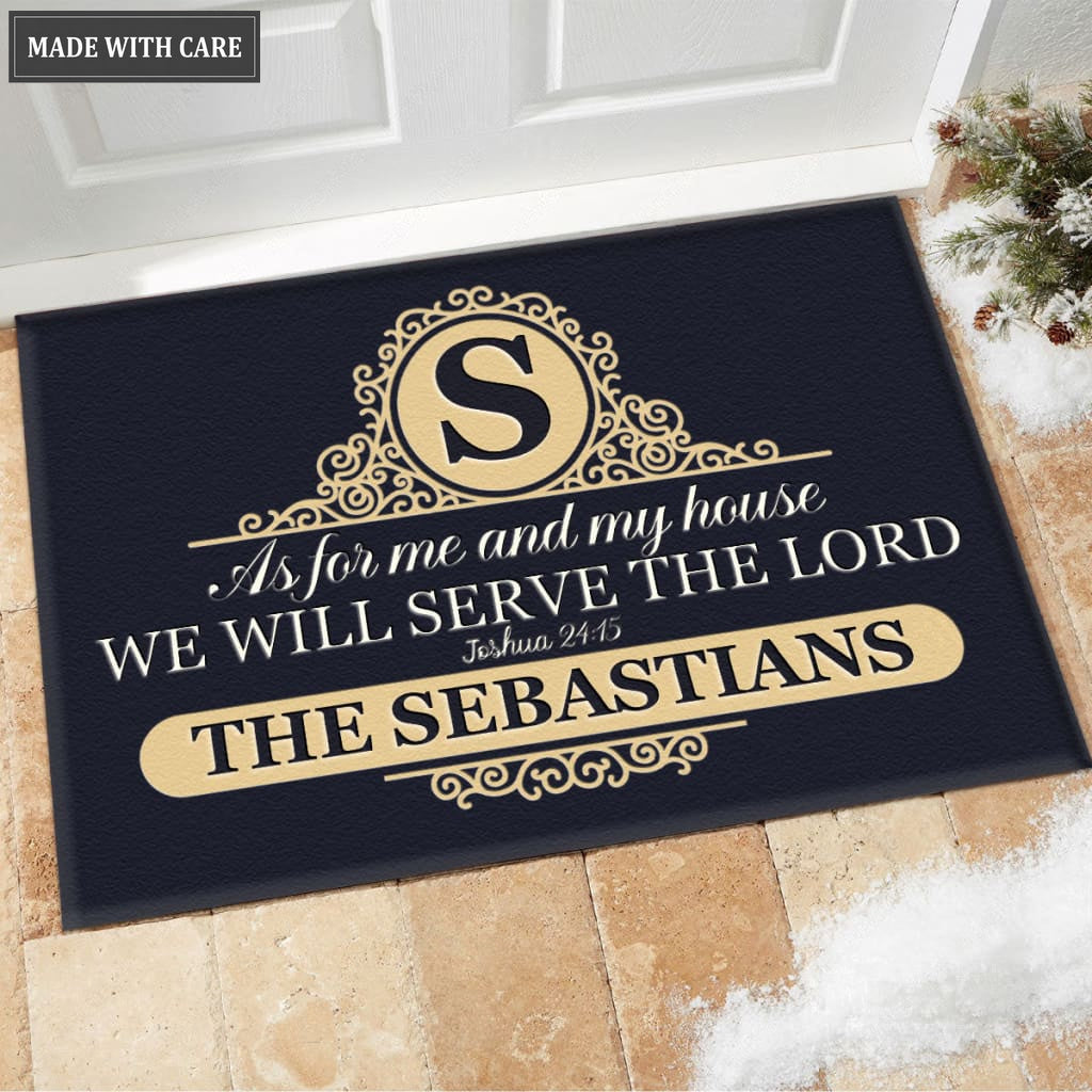 Luvingrace M73 Vintage Monogram Collection As For My House Personalized Doormat