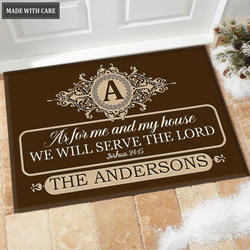 Printfamily M74 Luxury Monogram Collection As For My House Personalized Doormat