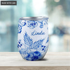 Personalized Bird In Blue Be Still Wine Tumbler