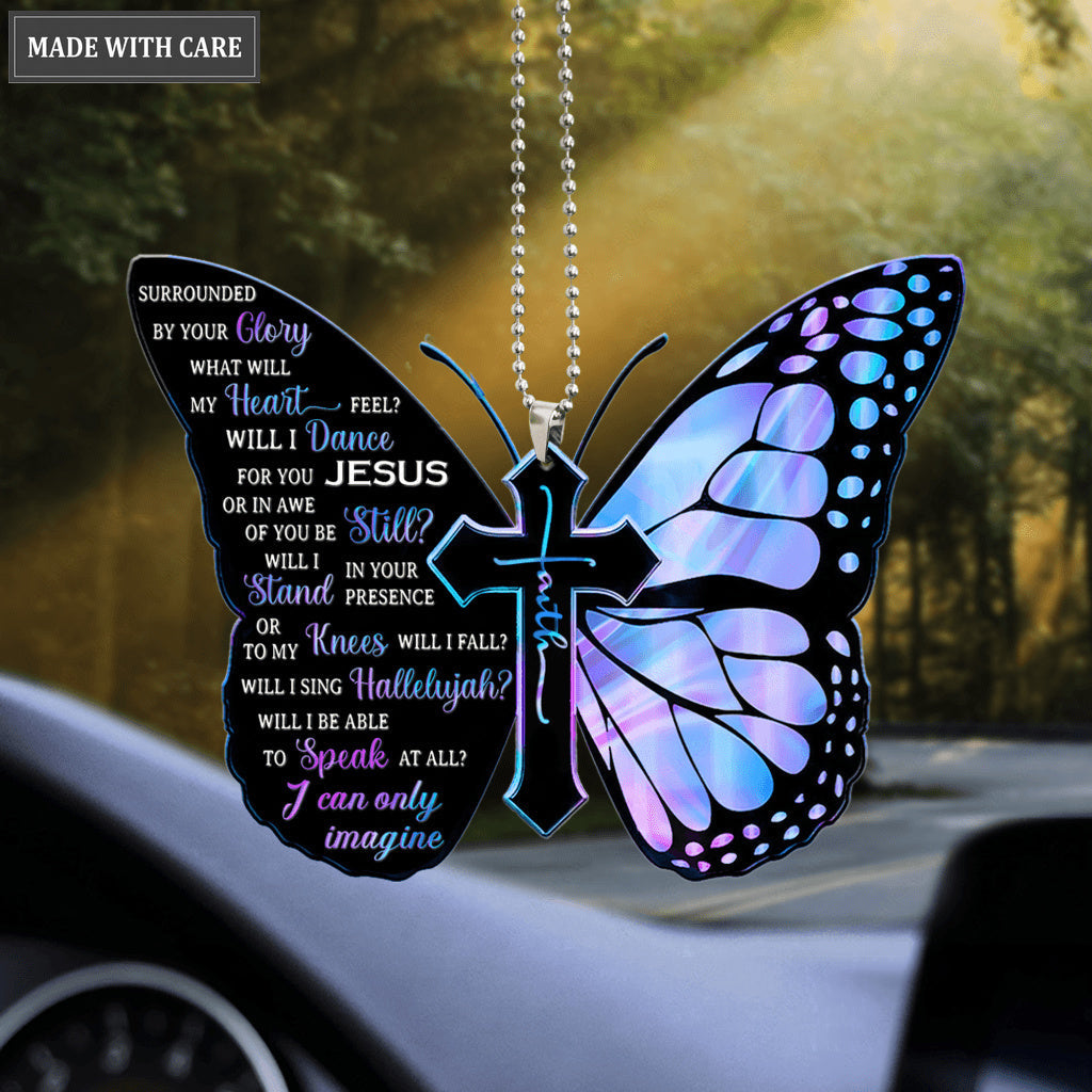 Hologram Butterfly Cross Faith Imagine Ornament