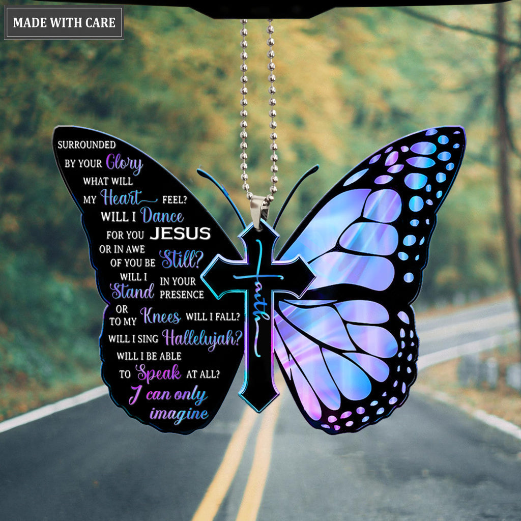 Hologram Butterfly Cross Faith Imagine Ornament