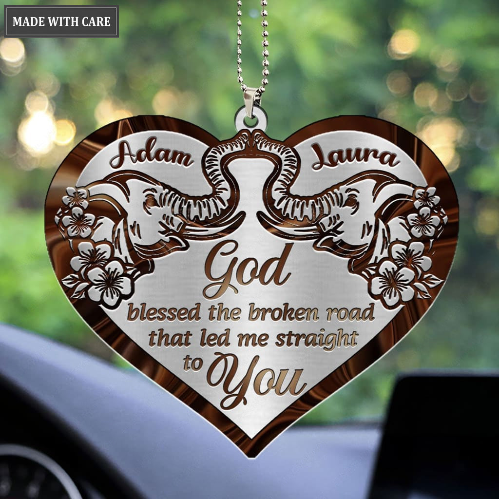 Luvingrace M86 Elephant Couple God Blessed Personalized Ornament