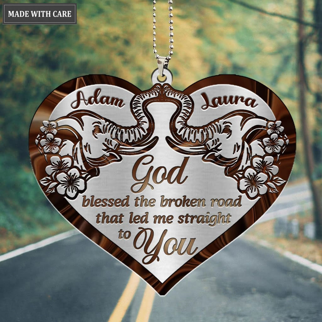 Luvingrace M86 Elephant Couple God Blessed Personalized Ornament