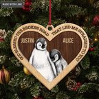 Penguin Couple God Blessed Personalized Wood Engraved Ornaments