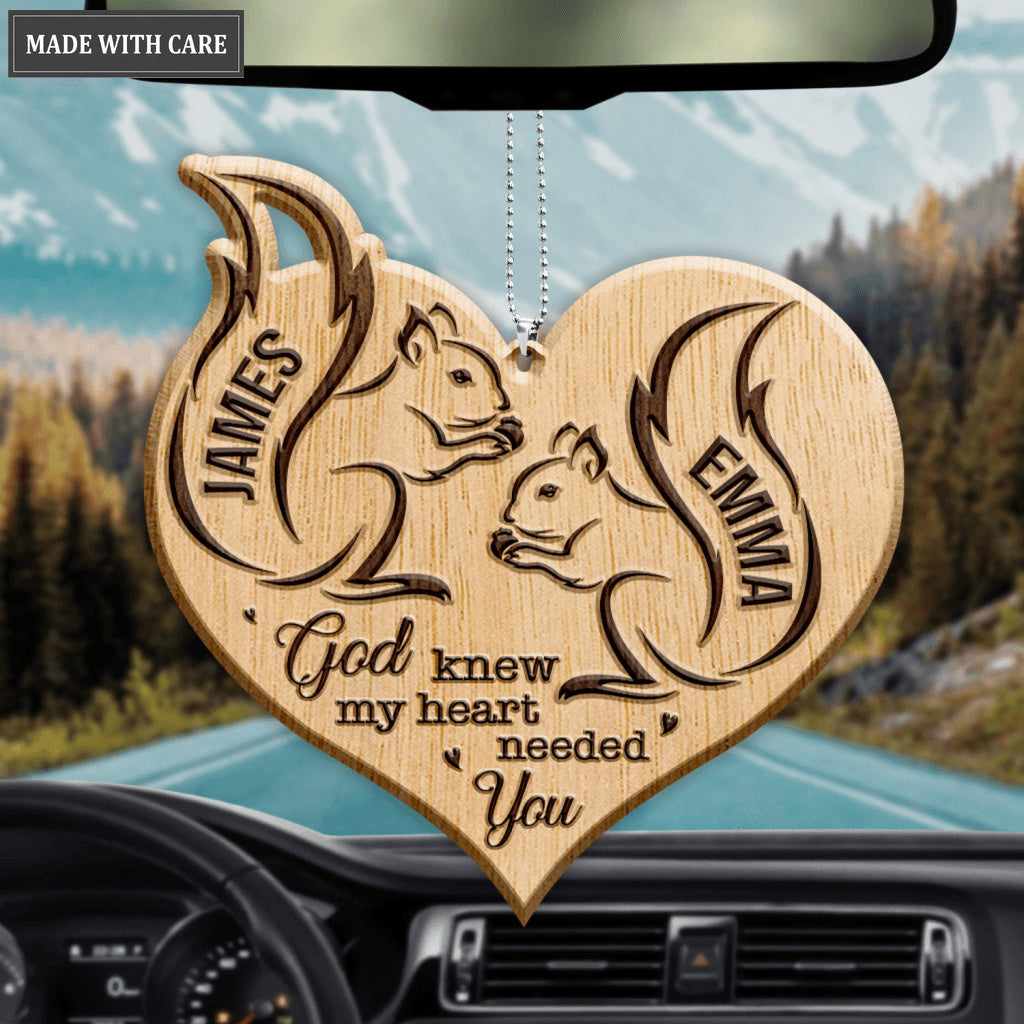 Squirrel Couple God Blessed Personalized Wood Engraved Ornaments