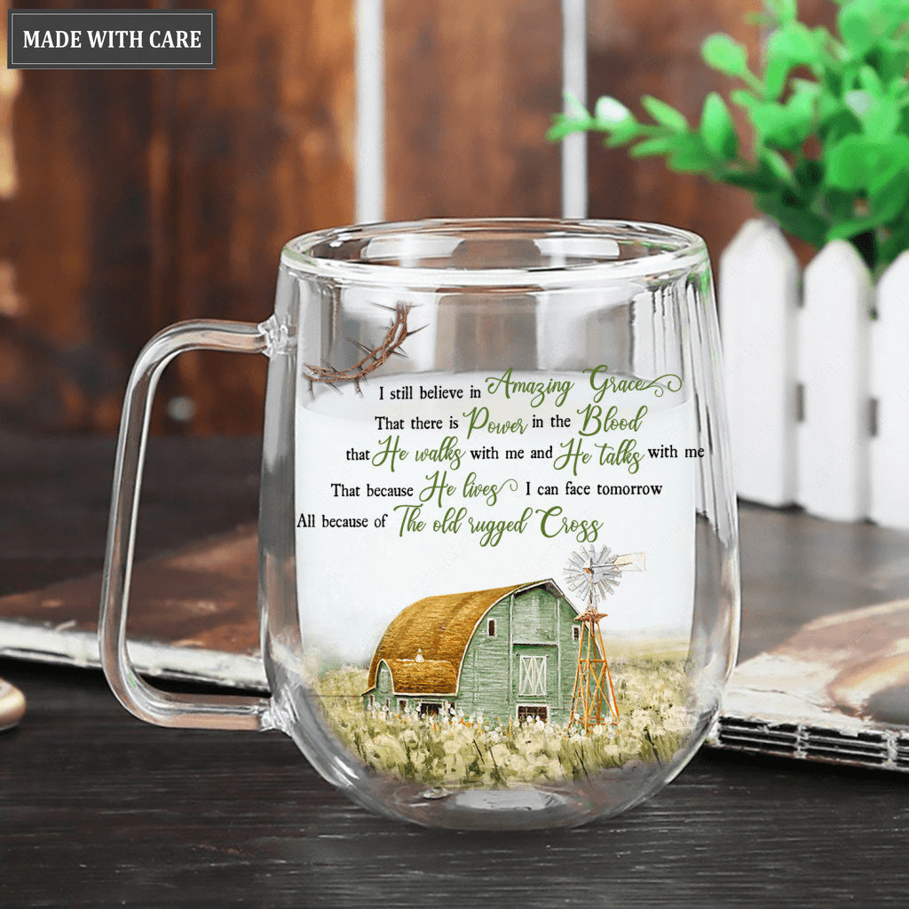 I Still Believe In Amazing Grace Personalized Doubled-Wall Glass Mug