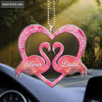 Personalized God Blessed Couple Flamingo Ornament
