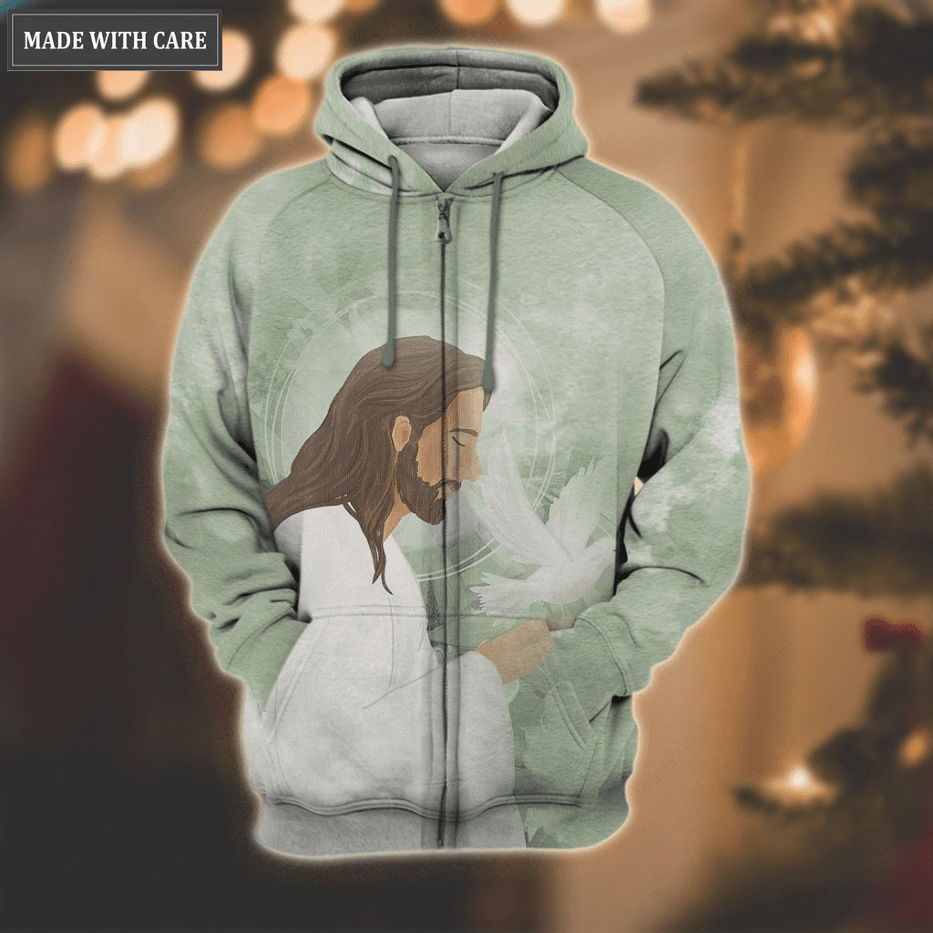 Green Butterfly Jesus Dove Trust In God Hoodie
