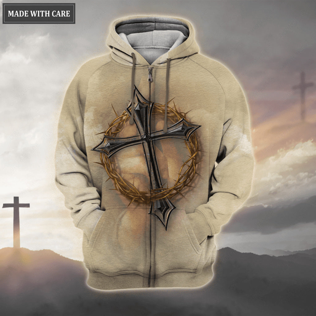 Jesus Cross Crown Of Thorns Faith Over Fear Hoodie