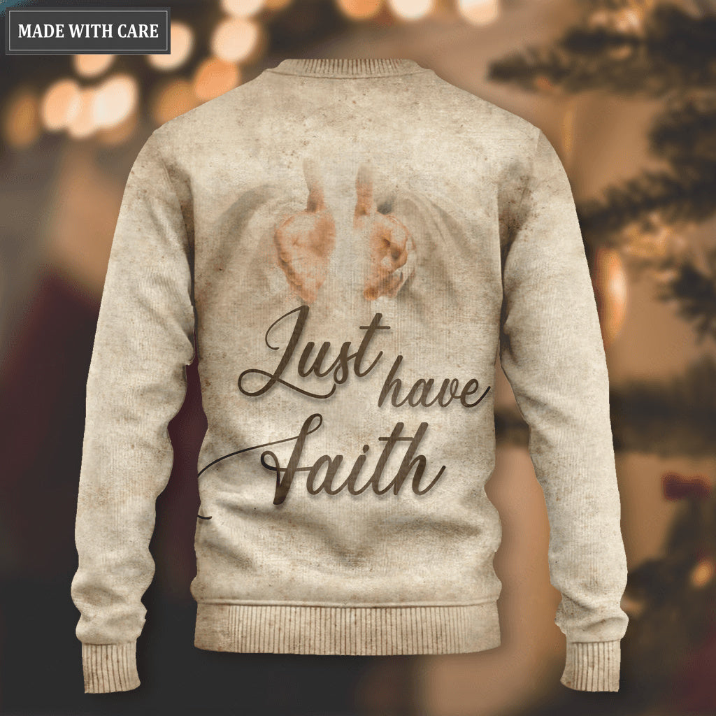 Jesus Light Of Cross Just Have Faith Wool Sweatshirt