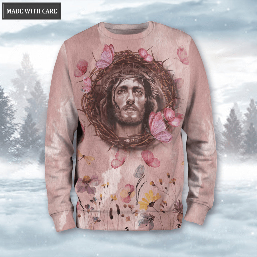 Pink Jesus Butterfly Crown Of Thorns Just Have Faith Hoodie