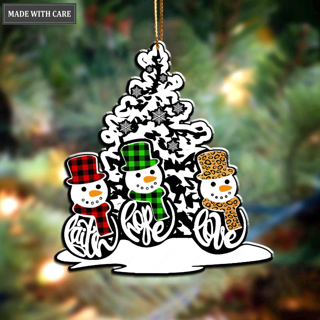 Faith Hope Love Christmas Snowman Ornament