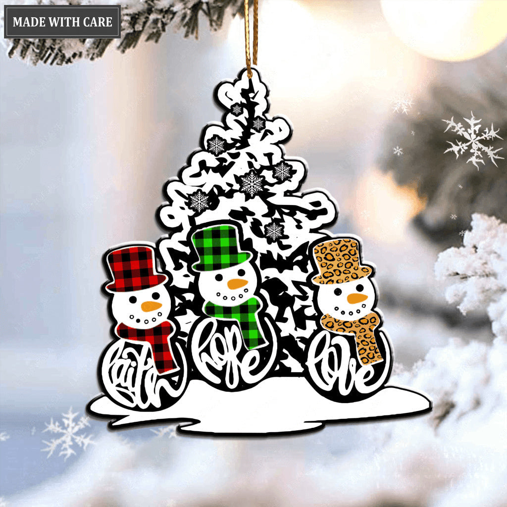 Faith Hope Love Christmas Snowman Ornament