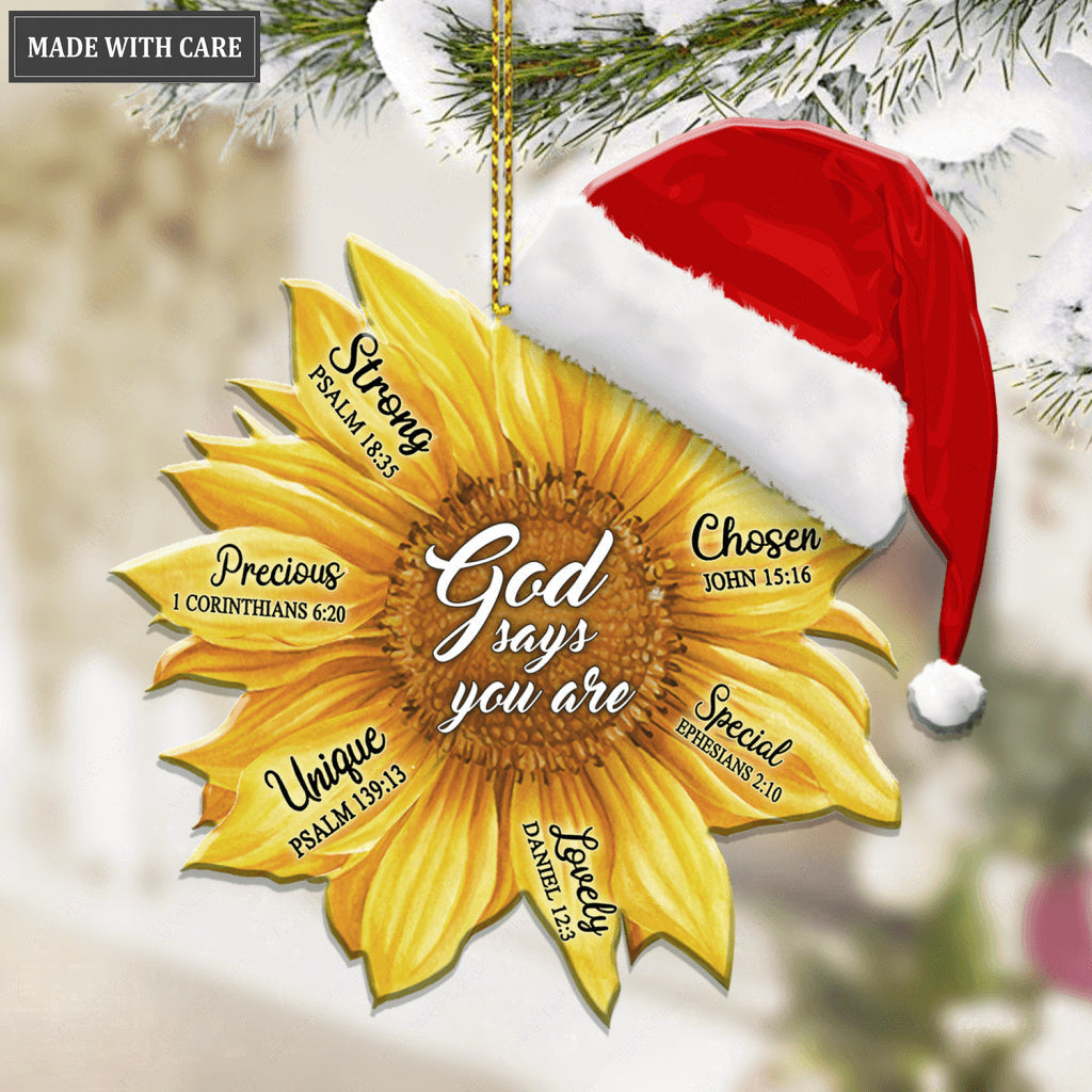 Sunflower Santa Hat God Says You Are Ornament