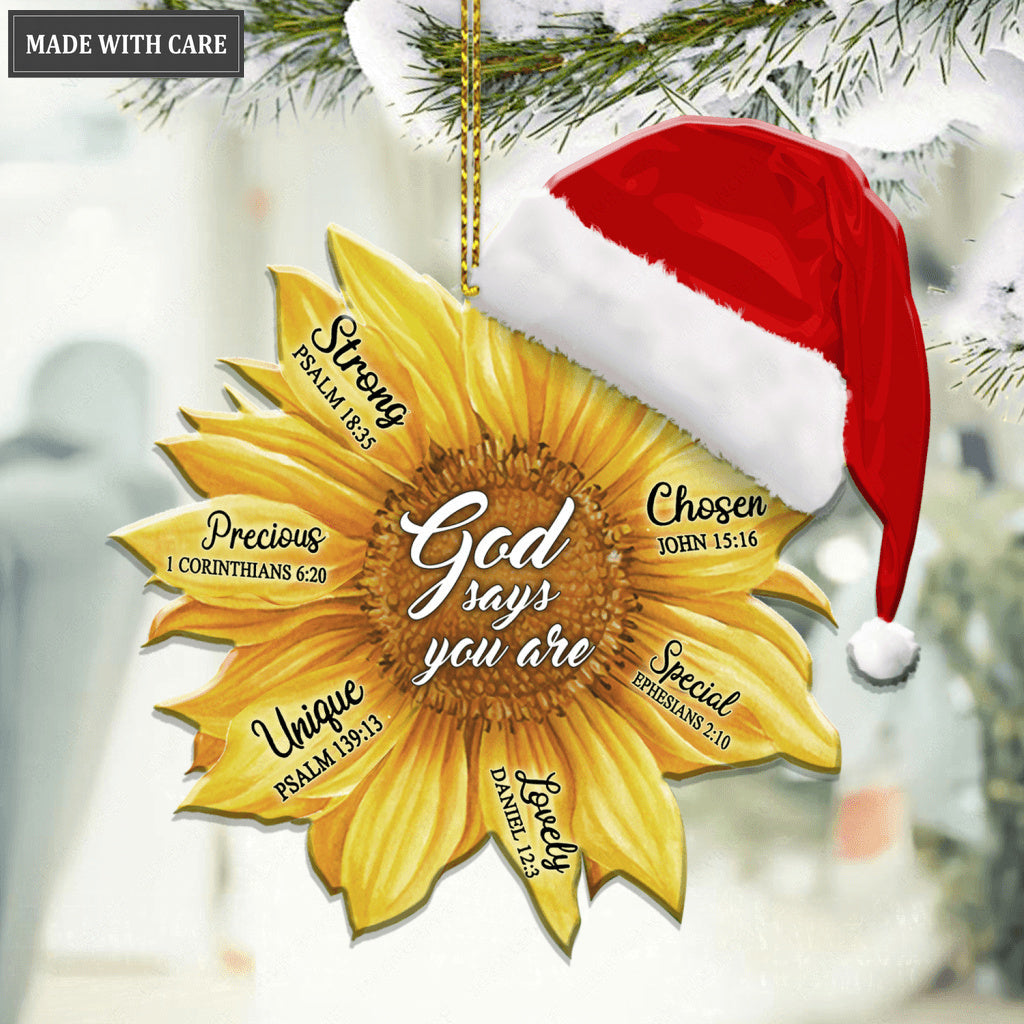 Sunflower Santa Hat God Says You Are Ornament