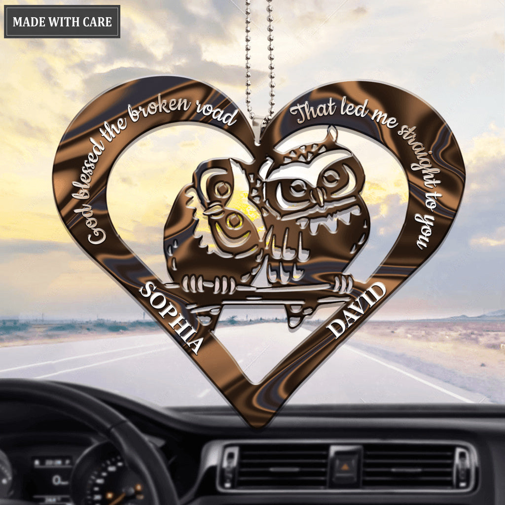 Owl Couple God Blessed Personalized Ornament