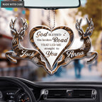 Snowy Deer Couple God Blessed Personalized Ornament