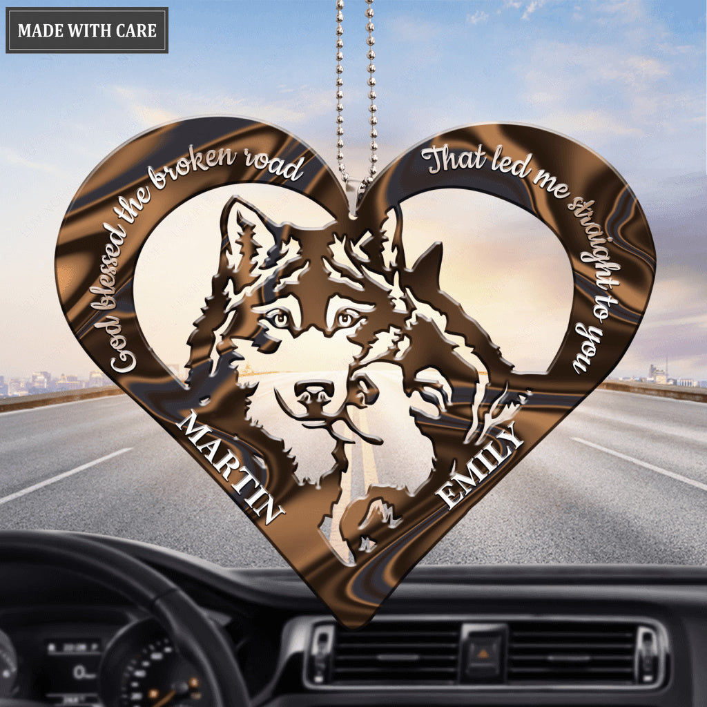Wolf Heart God Blessed Personalized Ornament