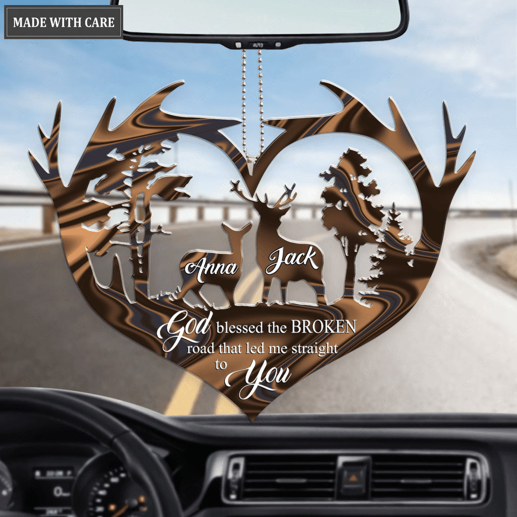 Couple Deer Scene God Blessed Personalized Ornament