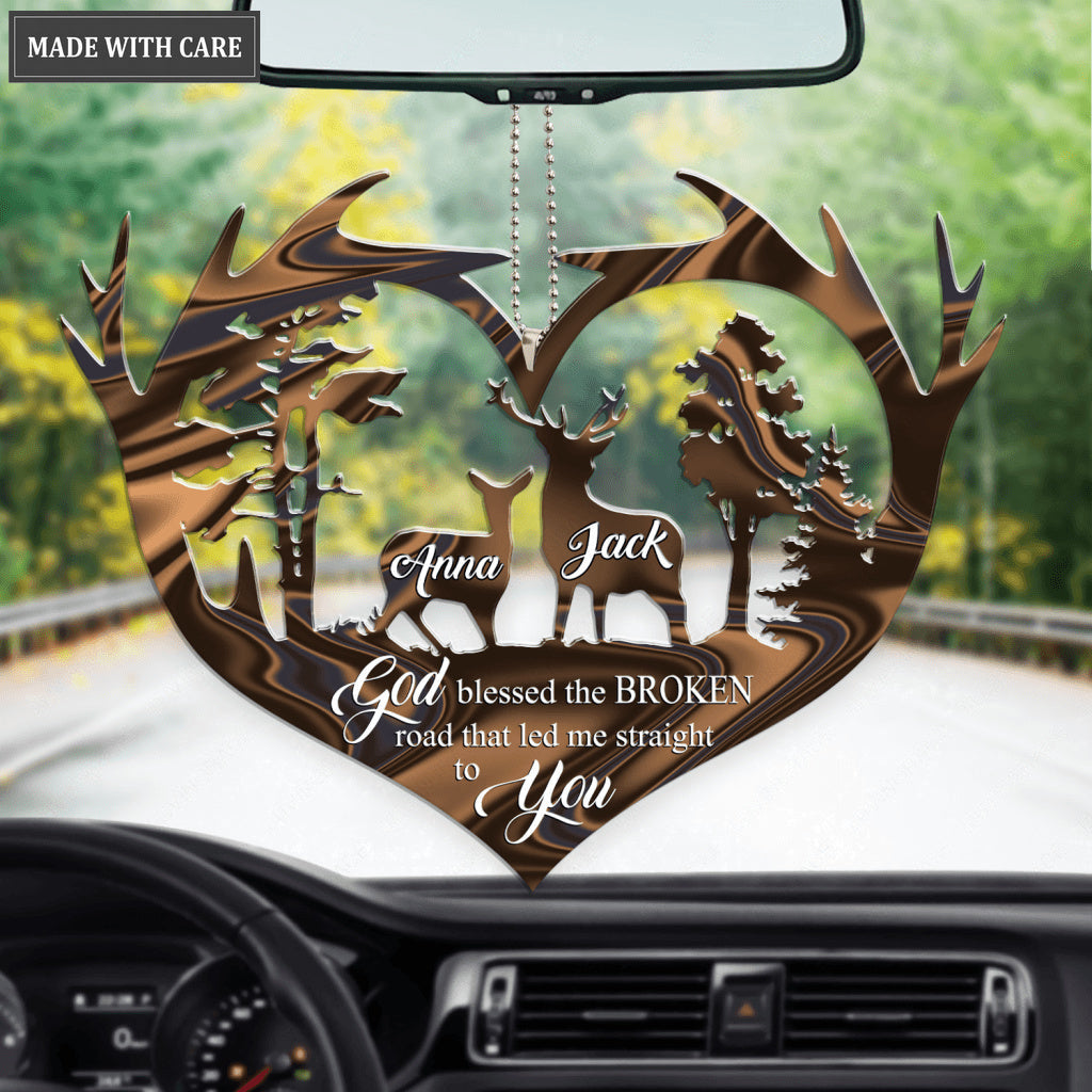 Couple Deer Scene God Blessed Personalized Ornament