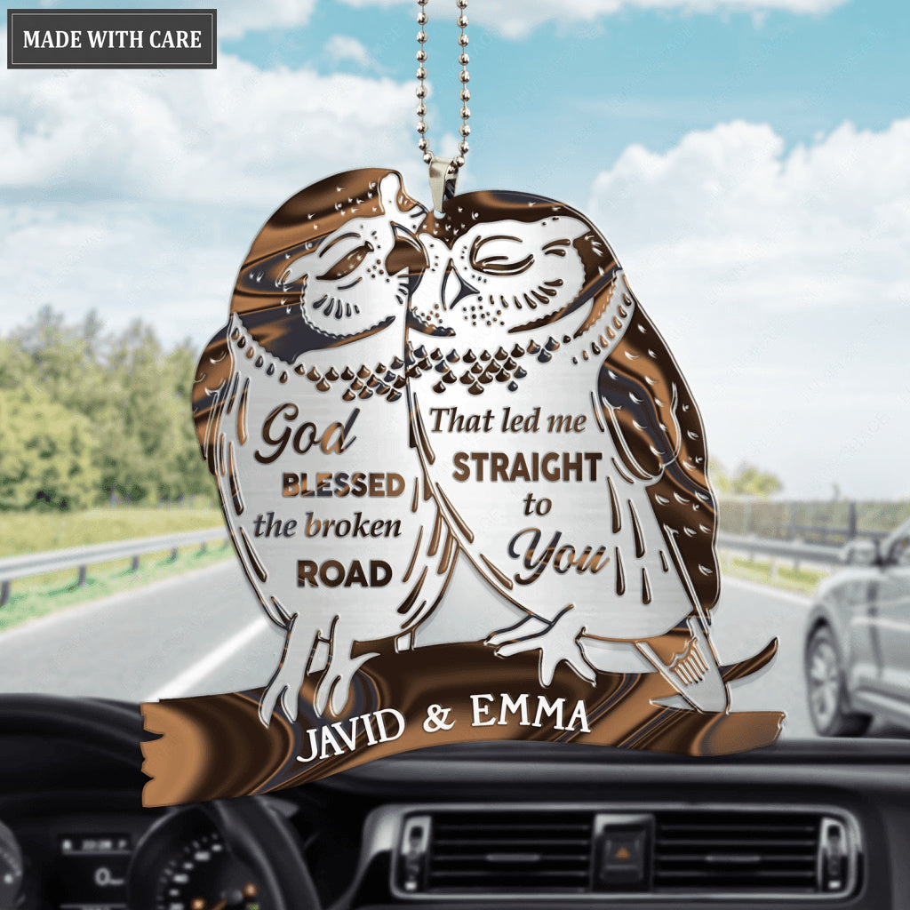 Hologram Owl Couple God Blessed Personalized Ornament