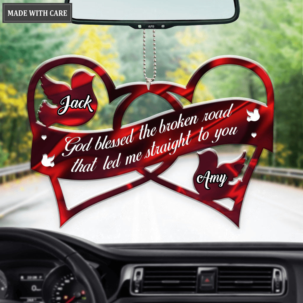 Personalized Doves Love Heart God Blessed Ornament
