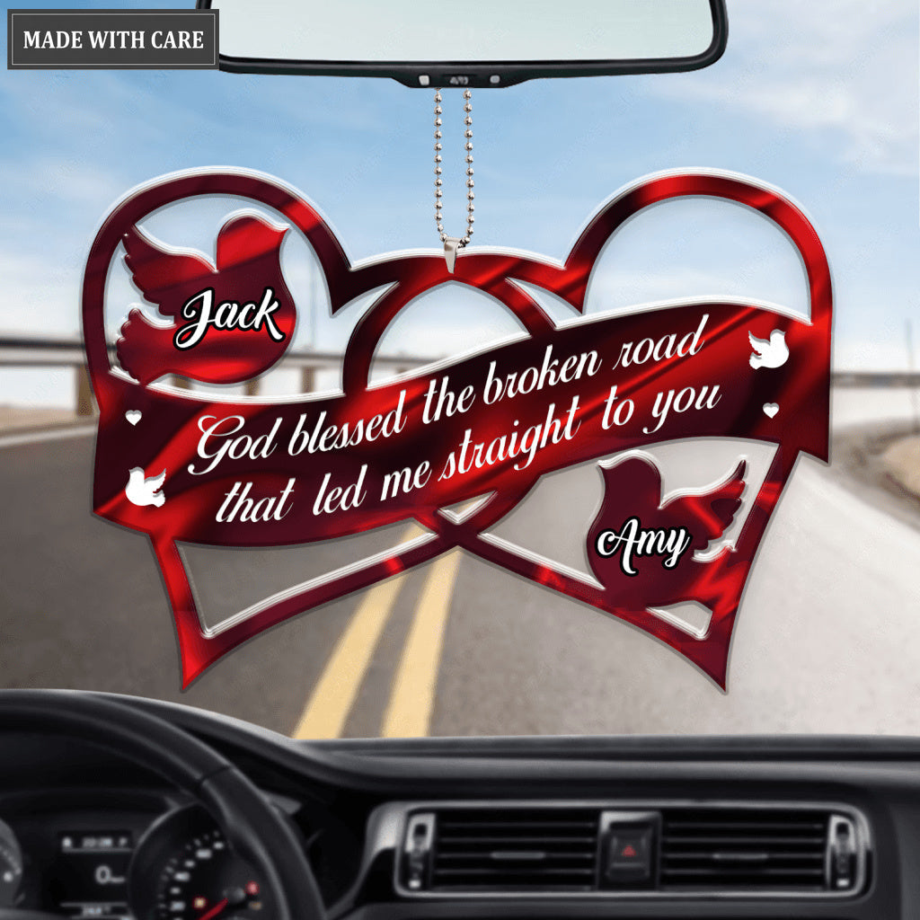 Personalized Doves Love Heart God Blessed Ornament
