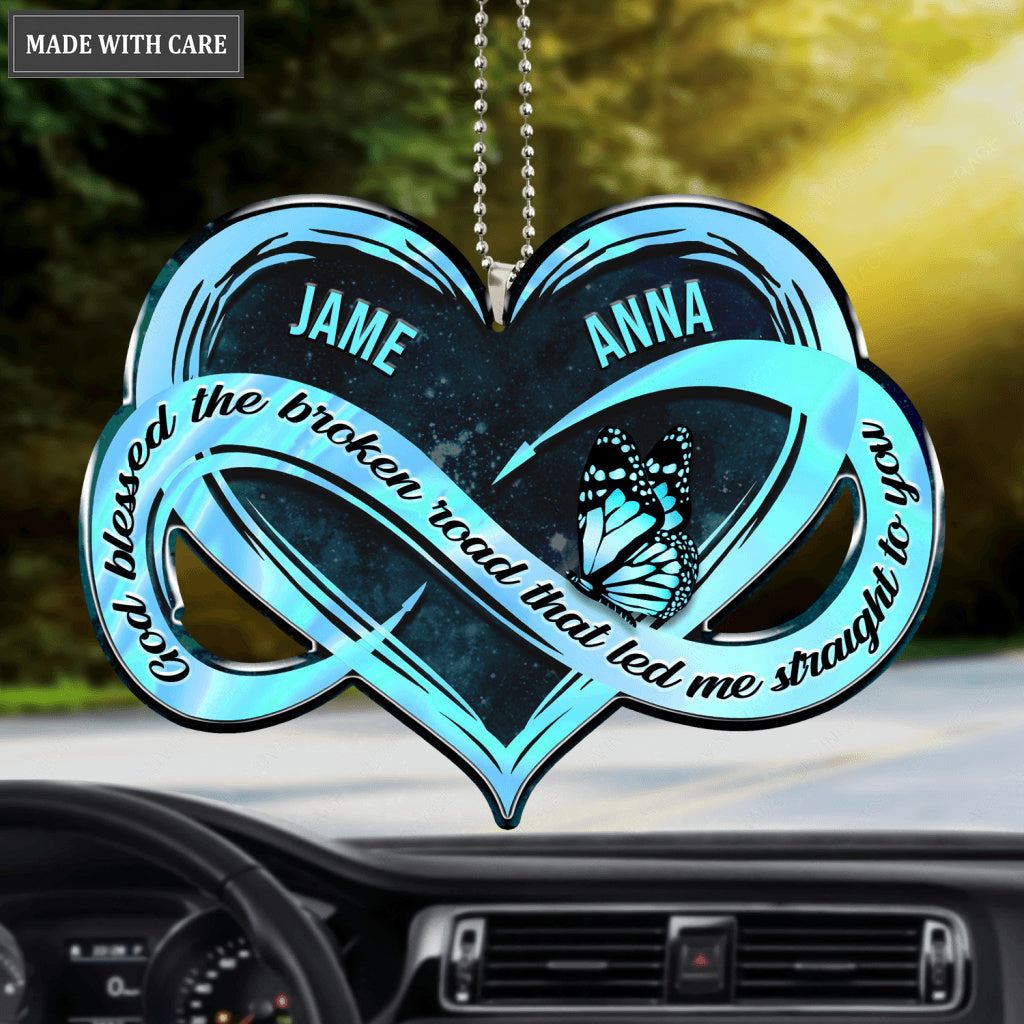 Teal Infinity Heart God Blessed Personalized Ornament