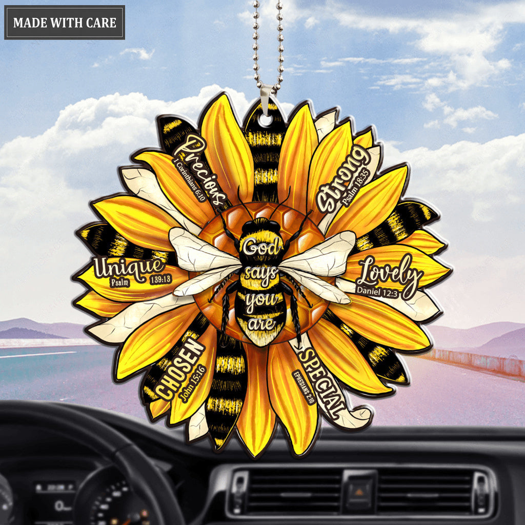 Bee Yellow Sunflower God Says You Are Ornament