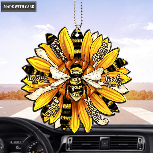 Bee Yellow Sunflower God Says You Are Ornament