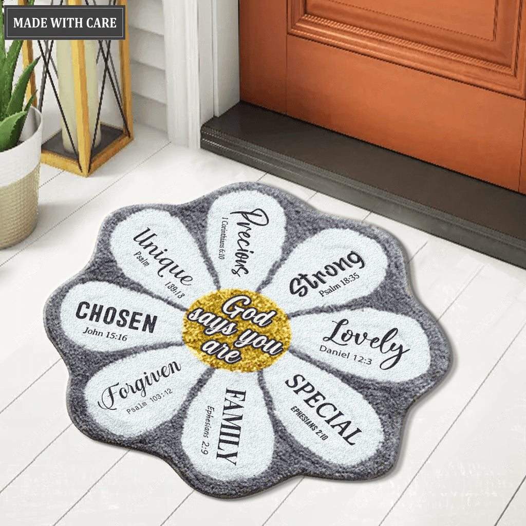 Daisy God Says You Are Shaped Doormat