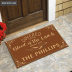 Personalized Covered By The Blood Of The Lamb Feather Doormat