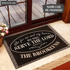 Friendly Welcome Brown Serve The Lord Personalized Doormat