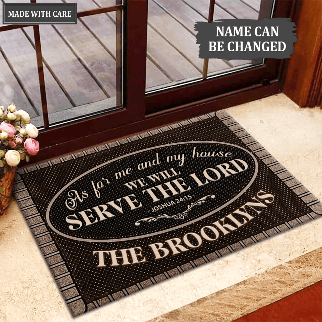 Friendly Welcome Brown Serve The Lord Personalized Doormat