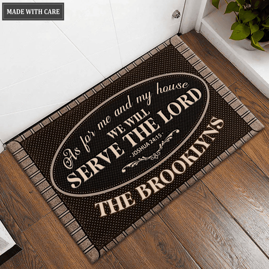 Friendly Welcome Brown Serve The Lord Personalized Doormat